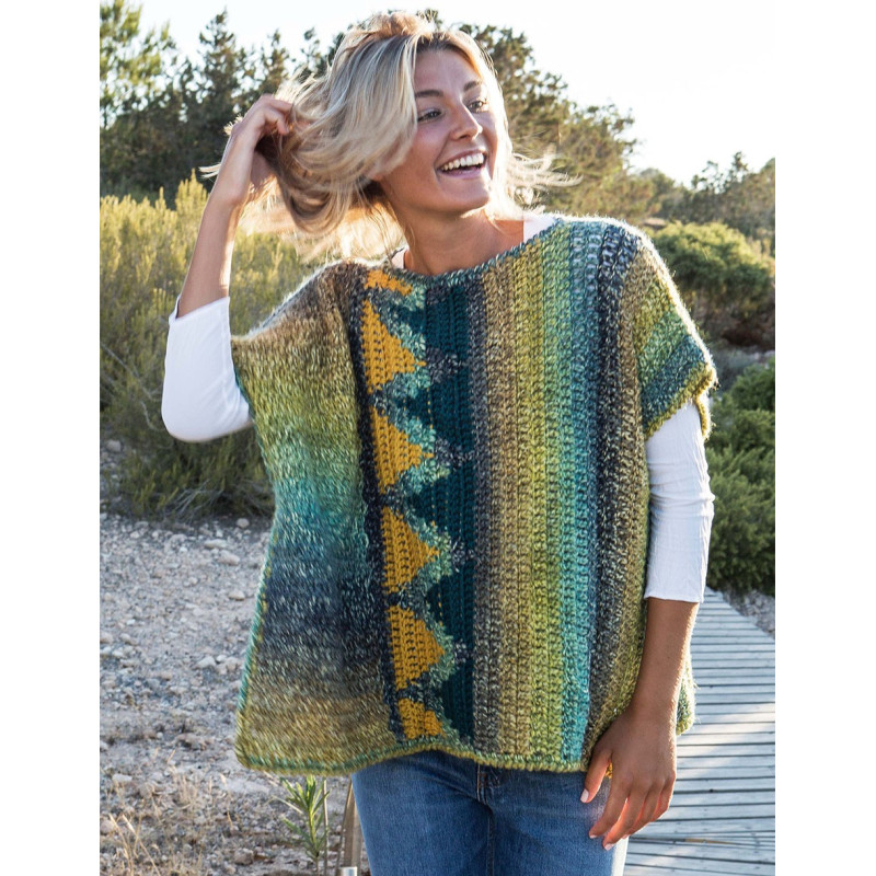 Modèle de Poncho Azteca Degradé - Merino Aran